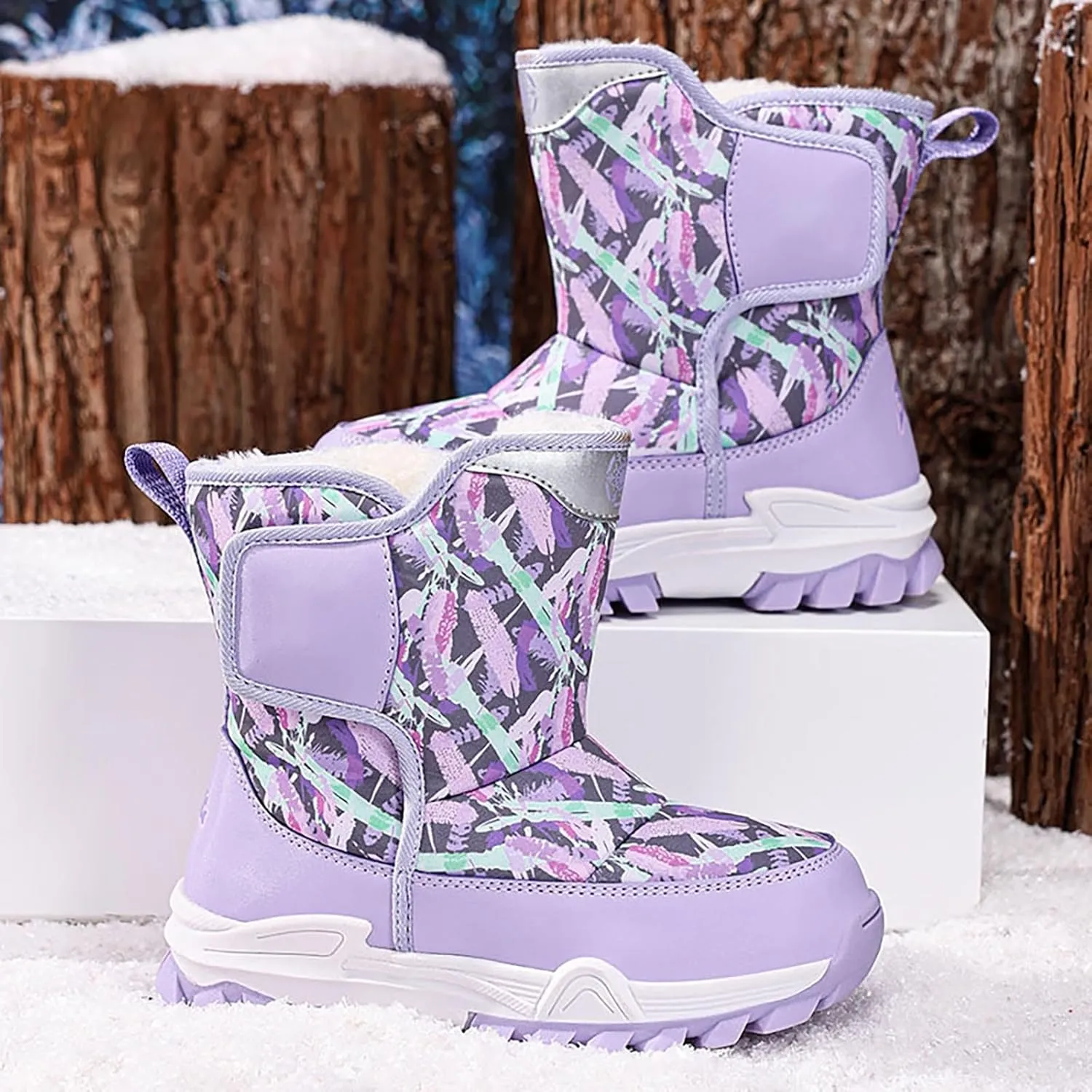 Boys Toddler Snow Boots Waterproof Resistant Winter Shoes Girls Fuzzy Boots Size 13.5 Waterproof Toddler Shoes