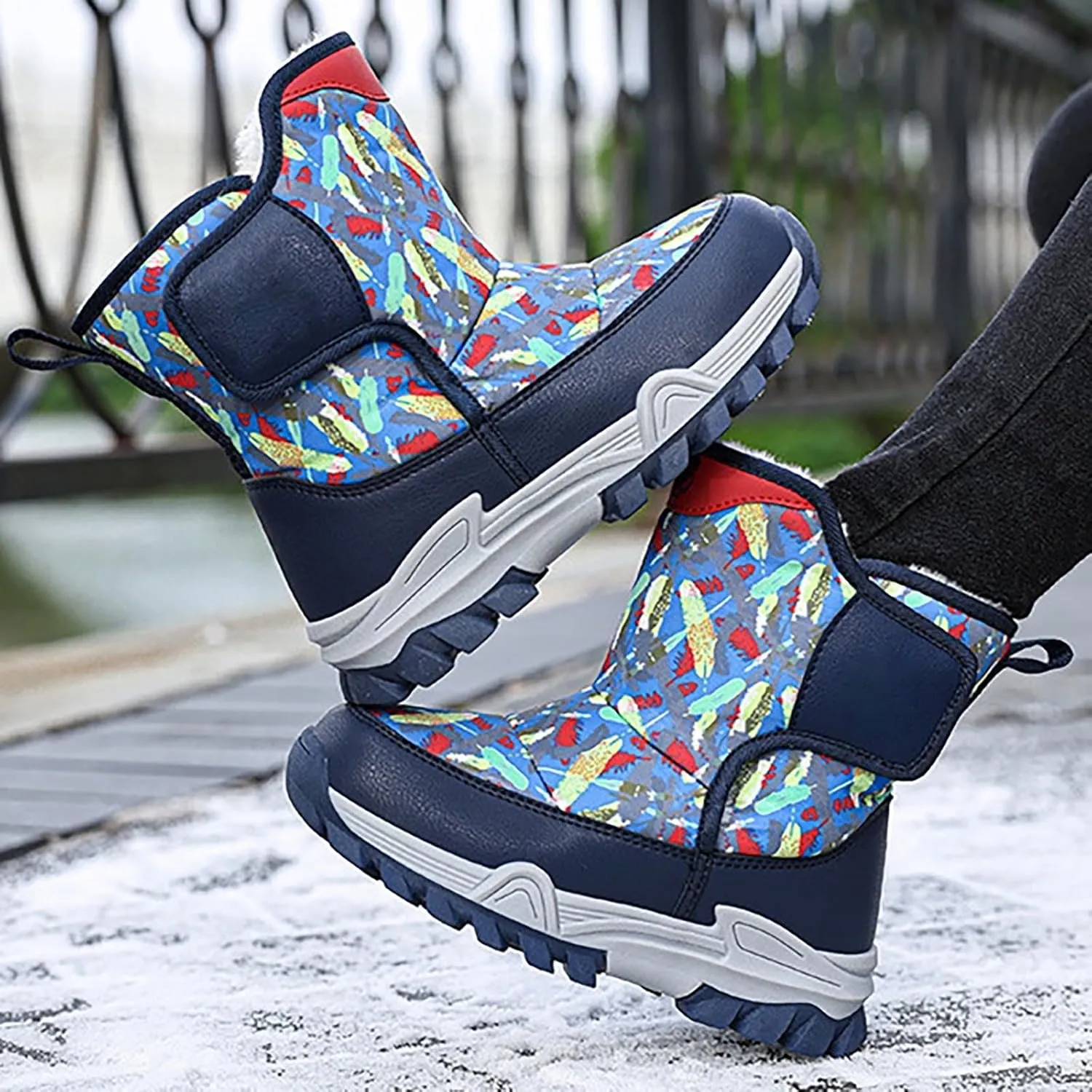 Boys Toddler Snow Boots Waterproof Resistant Winter Shoes Girls Fuzzy Boots Size 13.5 Waterproof Toddler Shoes