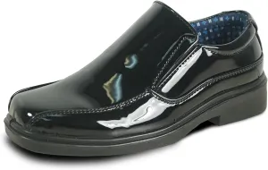 bravo! Boy Classic Slip-on Loafer and Lace-up Oxford William Kid Dress Shoe School Uniform with Removable Insole and Square Toe Black Brown Black Patent