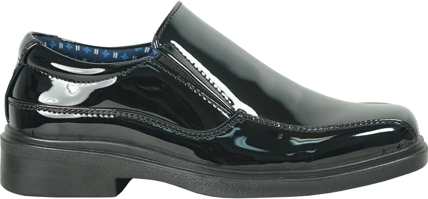 bravo! Boy Classic Slip-on Loafer and Lace-up Oxford William Kid Dress Shoe School Uniform with Removable Insole and Square Toe Black Brown Black Patent