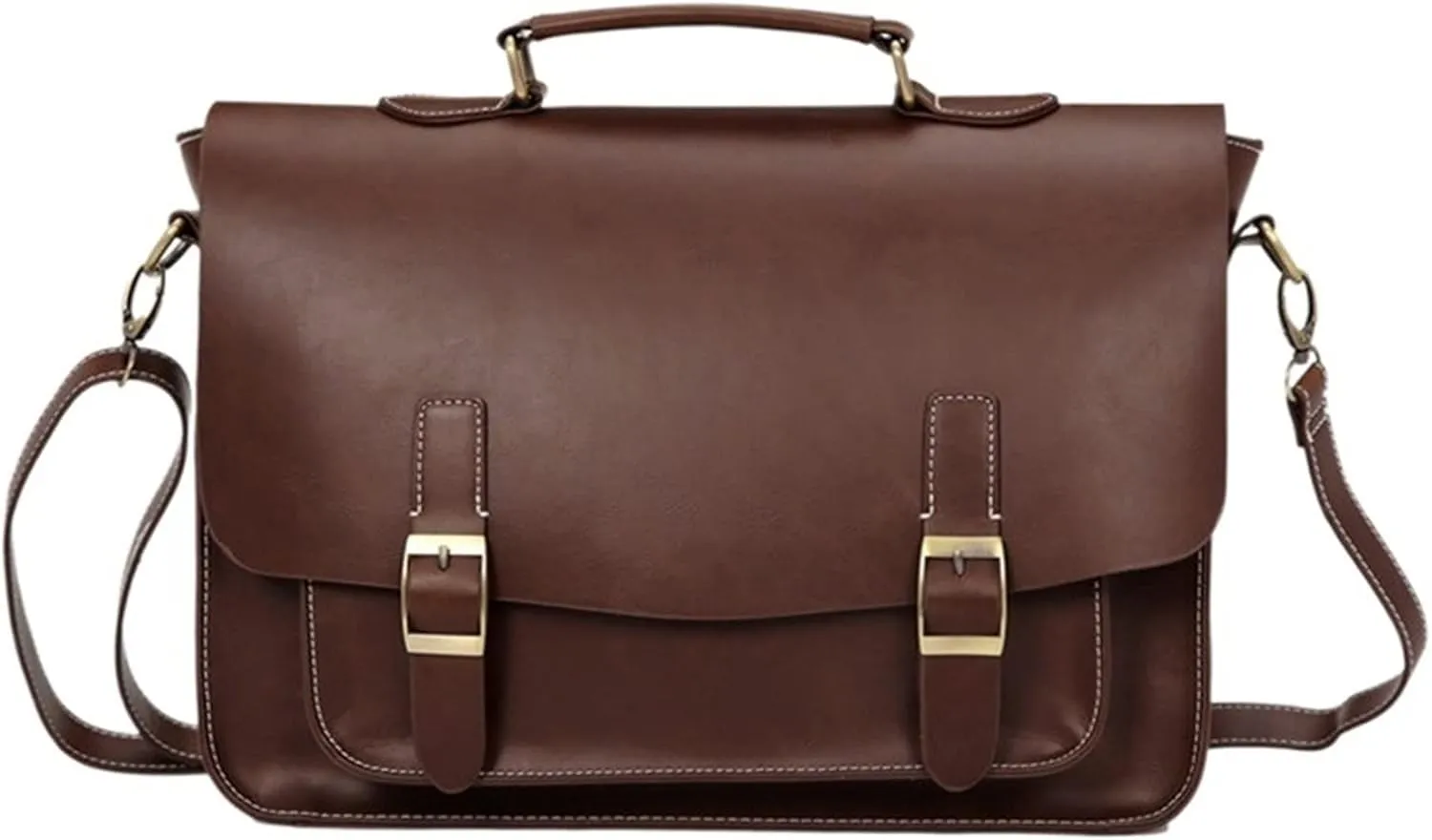 Breifcases Briefcase Box Waterproof Leather Messenger Bag Women Vintage Solid Shoulder Bag File