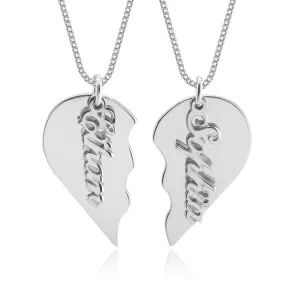 Broken Heart Pendant - Custom Relationship Necklace - Personalized Matching Necklaces - Heartbreak Pendant - Couple Matching Necklaces for Him & Her
