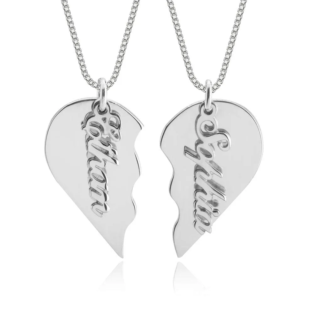 Broken Heart Pendant - Custom Relationship Necklace - Personalized Matching Necklaces - Heartbreak Pendant - Couple Matching Necklaces for Him & Her