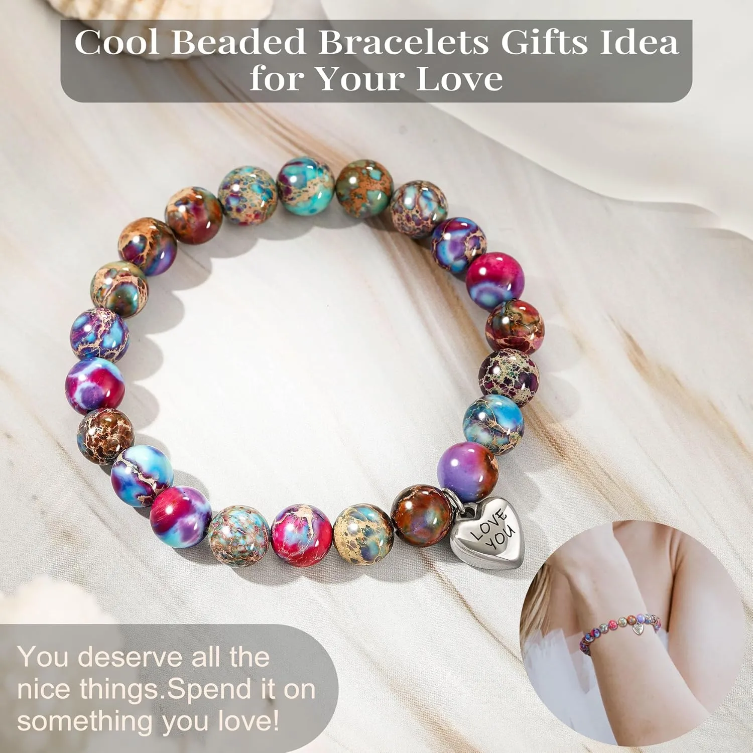 Btysun Beaded Bracelets for Women - Adjustable Charm Link Bead Jewelry - Gift for Mom, Daughter, Teen Girl, Girlfriend, Sister - Birthday, Graduation, Christmas 2024