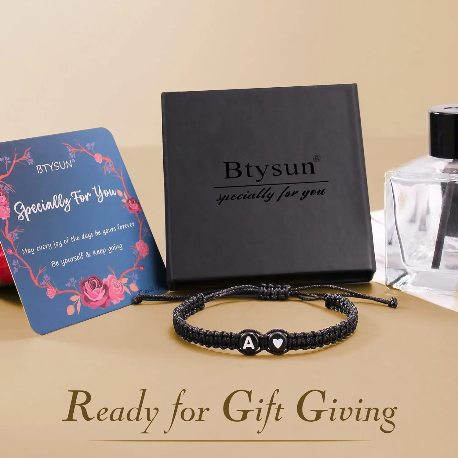 Btysun Initial Bracelets for Women Teen Gifts Trendy Stuff Best Friend Birthday Gifts Graduation Adjustable Letter A-Z Braided Bracelets Heart Link Sister Daughter Mother's Day Mom Female Christmas Jewelry