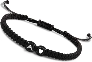 Btysun Initial Bracelets for Women Teen Gifts Trendy Stuff Best Friend Birthday Gifts Graduation Adjustable Letter A-Z Braided Bracelets Heart Link Sister Daughter Mother's Day Mom Female Christmas Jewelry