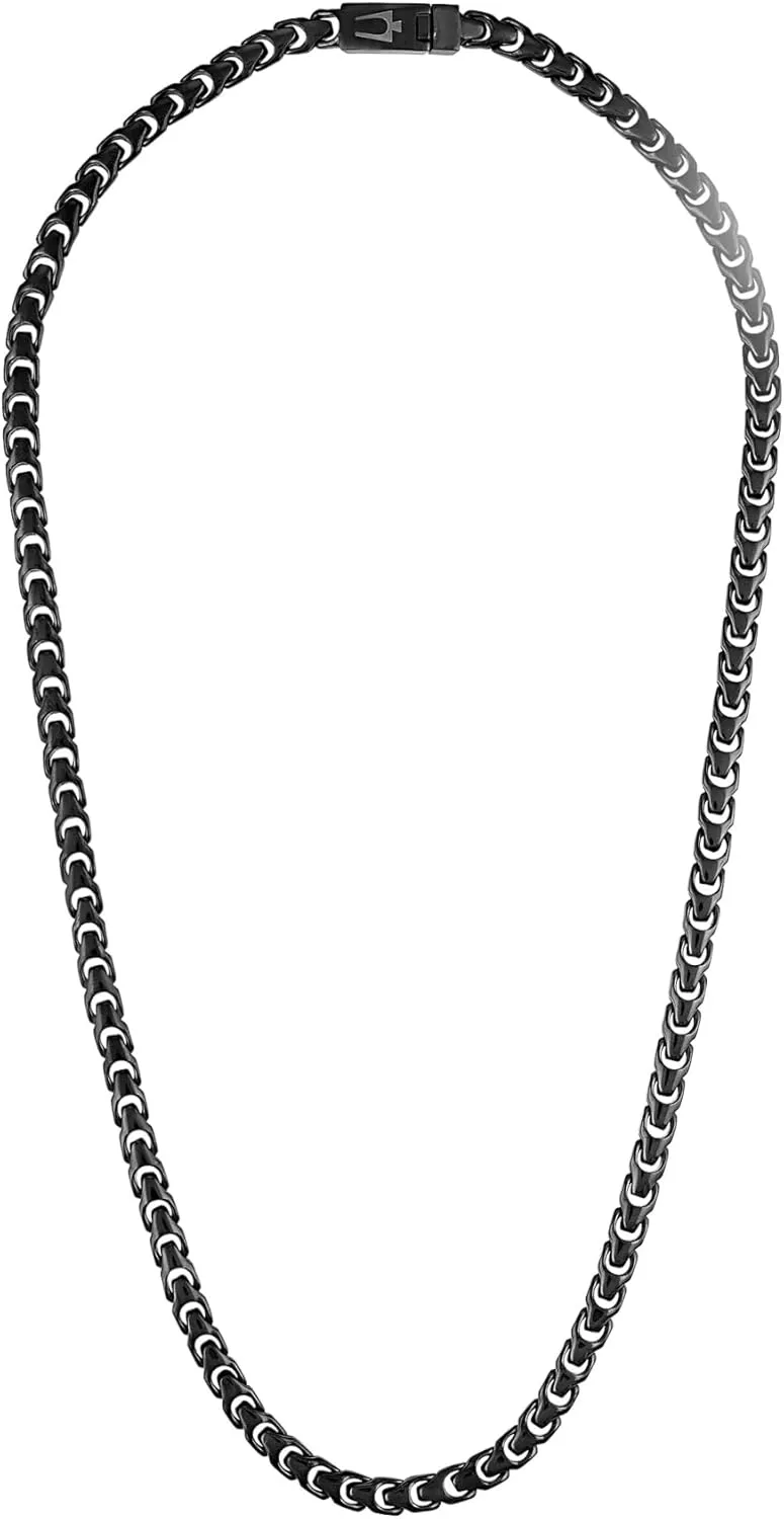 Bulova Link Black-Tone Stainless Steel Necklace | 6mm | 22 Inches