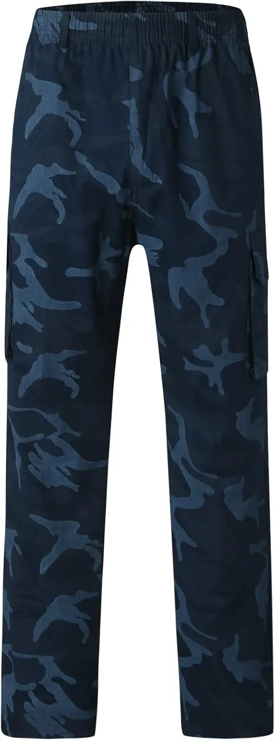 Cargo Pants for Men Big and Tall, Cargo Fleece Sweatpants Stretch Elastic Waist Jogger Sports Pants Drawstring Sports