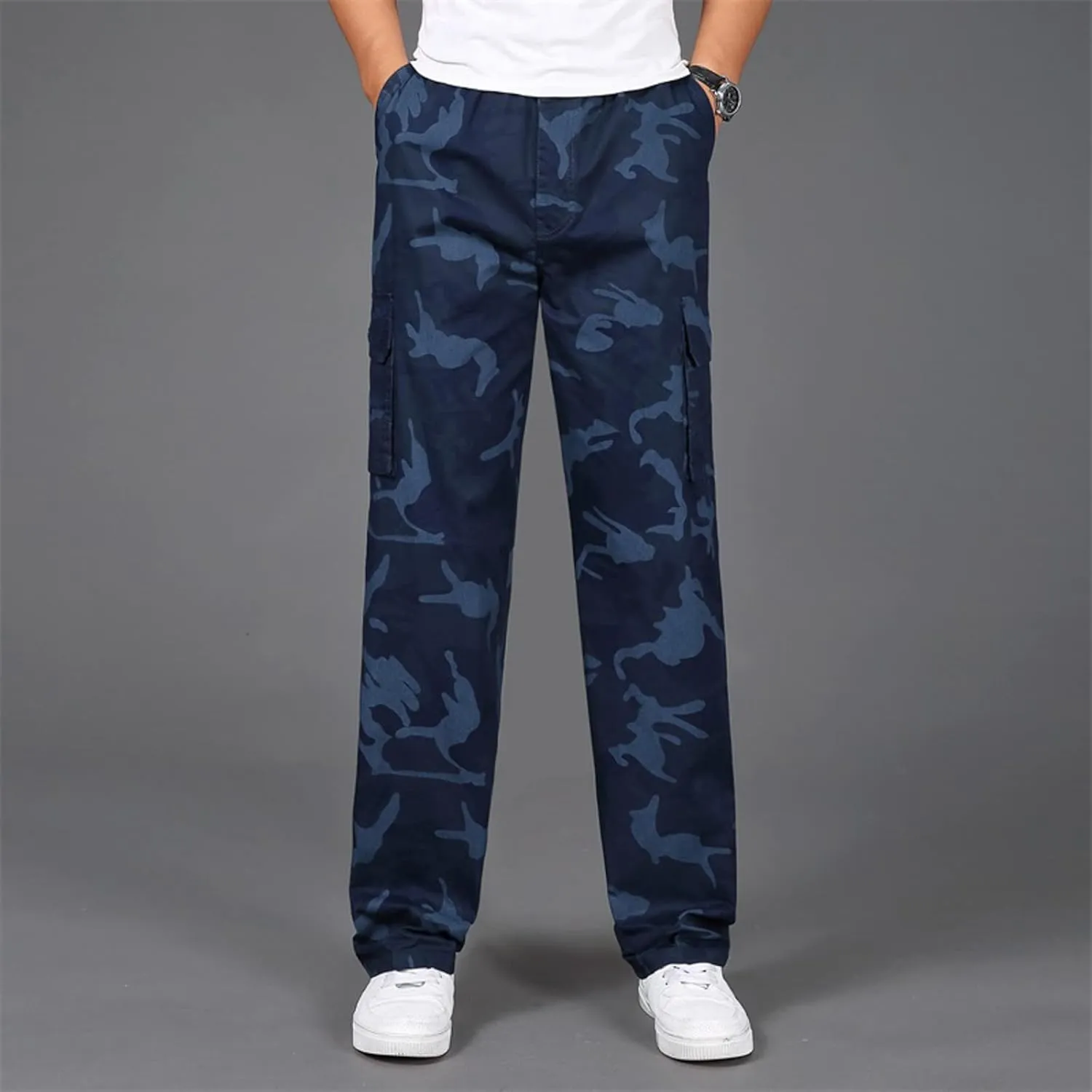 Cargo Pants for Men Big and Tall, Cargo Fleece Sweatpants Stretch Elastic Waist Jogger Sports Pants Drawstring Sports