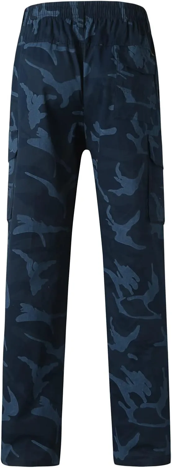 Cargo Pants for Men Big and Tall, Cargo Fleece Sweatpants Stretch Elastic Waist Jogger Sports Pants Drawstring Sports