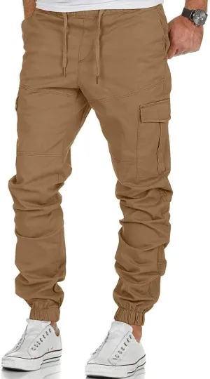 Cargo Sweatpants for Men Big and Tall Casual Sweatpants Stretch Elastic Waist Jogger Sports Pants Drawstring Trousers