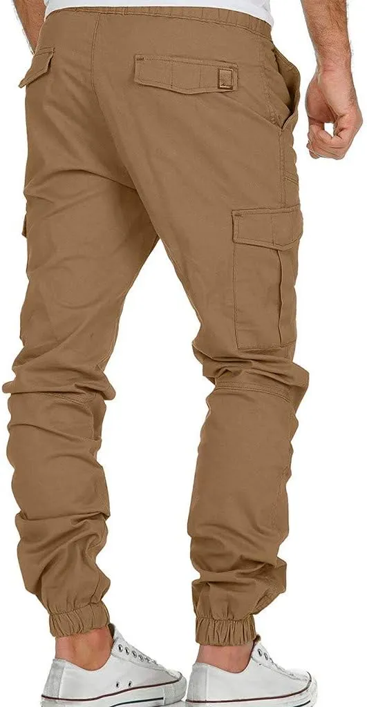Cargo Sweatpants for Men Big and Tall Casual Sweatpants Stretch Elastic Waist Jogger Sports Pants Drawstring Trousers