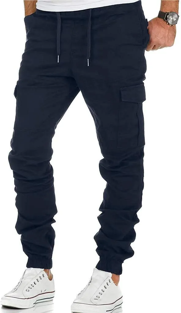 Cargo Sweatpants for Men Cargo Fleece Sweatpants Stretch Elastic Waist Jogger Sports Pants Drawstring Sports Trousers