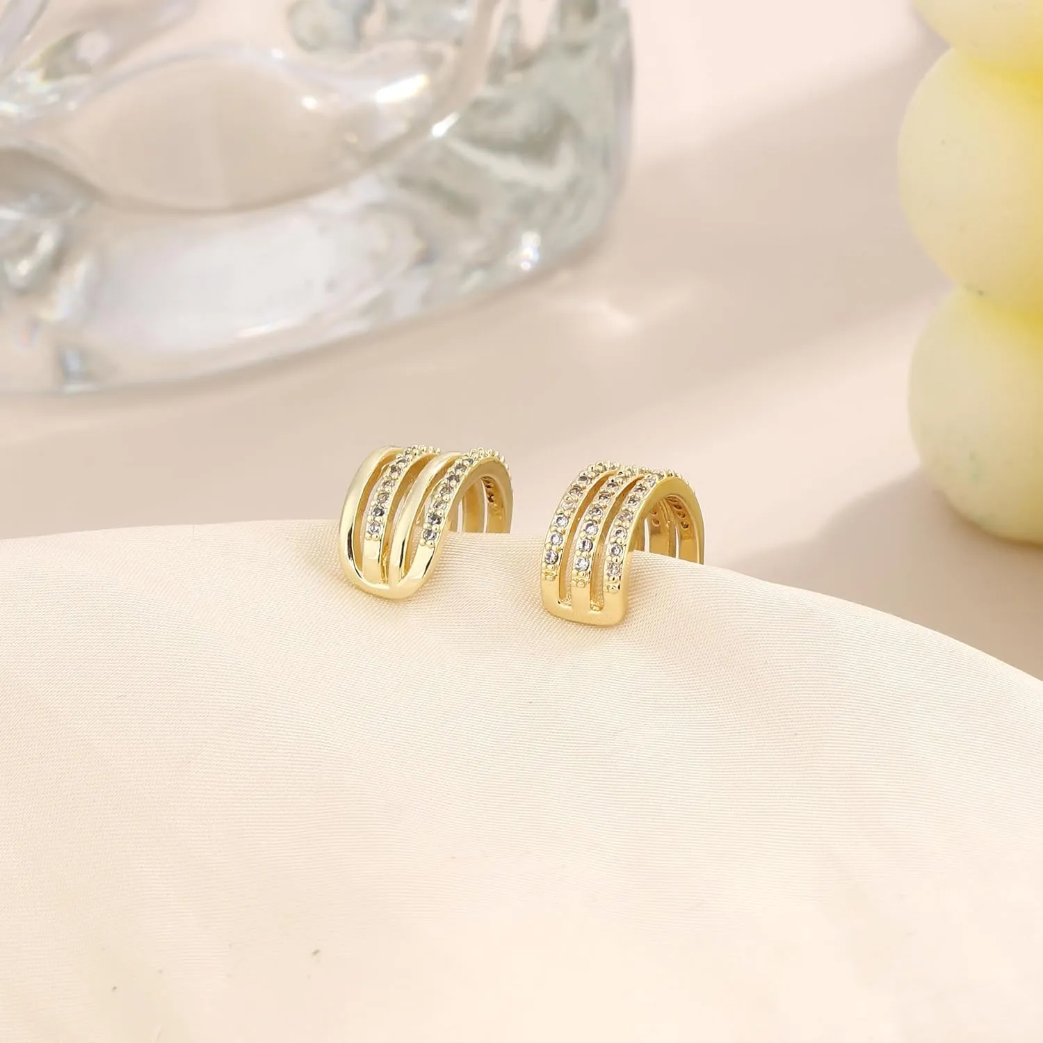 CASDAN Ear Cuffs for Women Non Piercing 14k Gold Plated Ear Cuff Earrings for Women Hypoallergenic Earring Cuffs Non Pierced Trendy Cubic Zirconia Fake Cartilage Piercing Jewelry Gifts