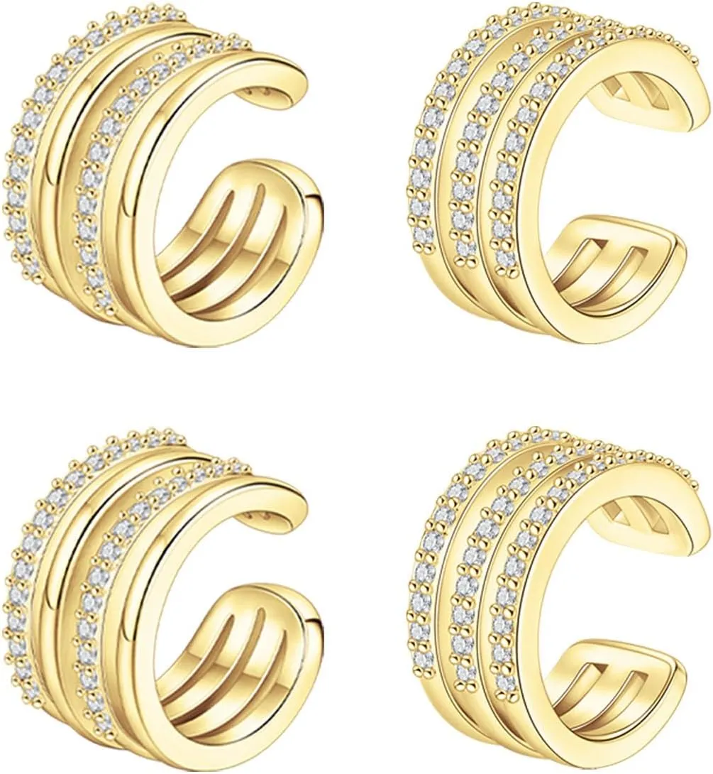 CASDAN Ear Cuffs for Women Non Piercing 14k Gold Plated Ear Cuff Earrings for Women Hypoallergenic Earring Cuffs Non Pierced Trendy Cubic Zirconia Fake Cartilage Piercing Jewelry Gifts