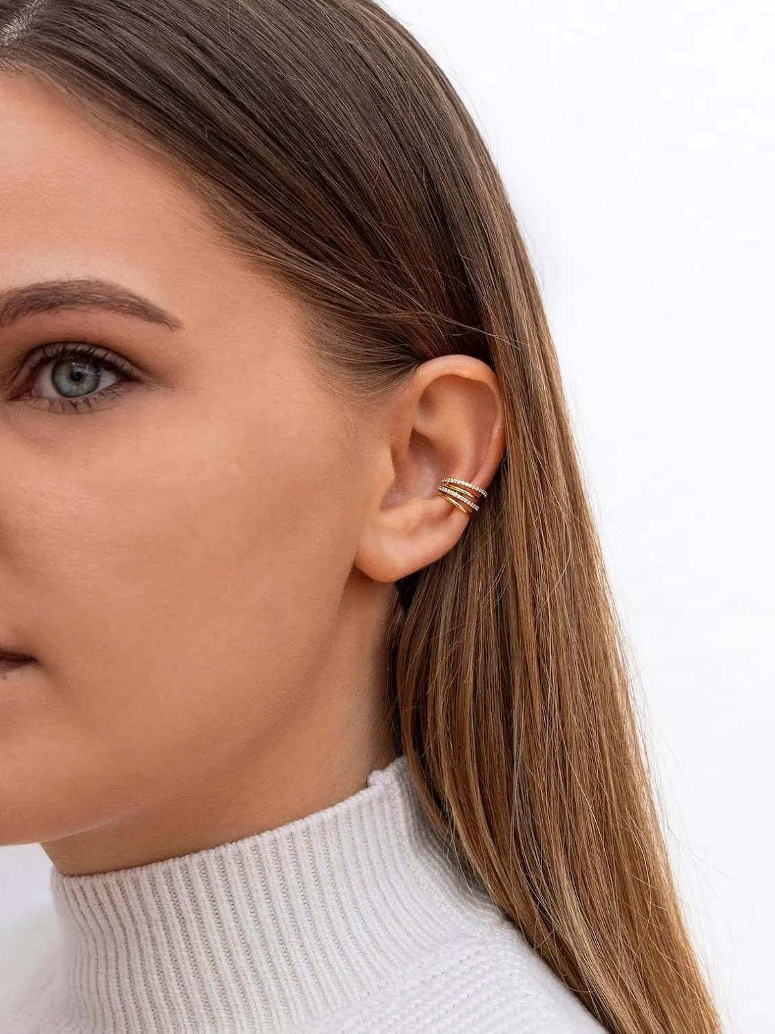 CASDAN Ear Cuffs for Women Non Piercing 14k Gold Plated Ear Cuff Earrings for Women Hypoallergenic Earring Cuffs Non Pierced Trendy Cubic Zirconia Fake Cartilage Piercing Jewelry Gifts