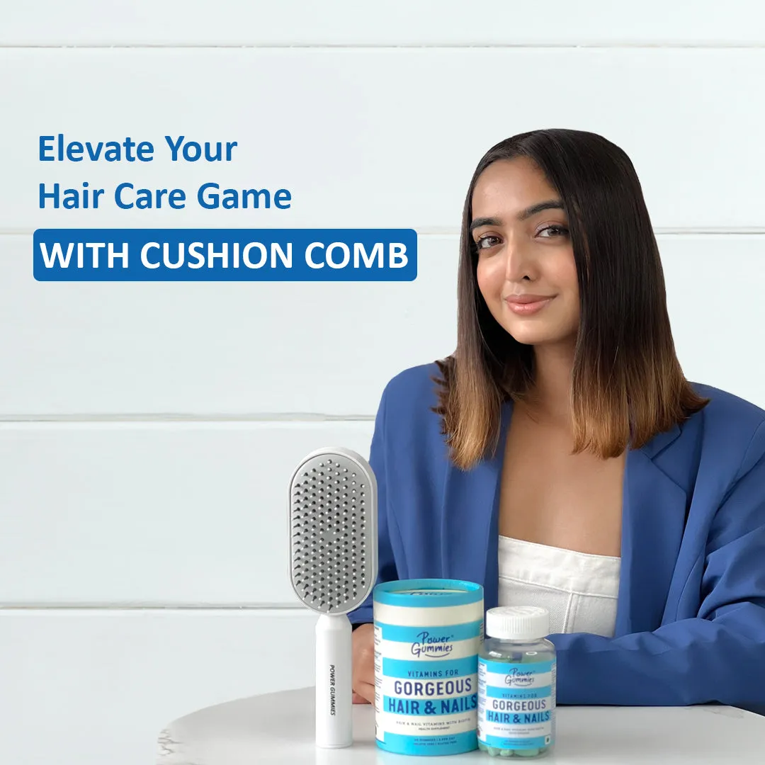 Central Hollow Cushion Comb with Gorgeous Hair and Nails Gummies