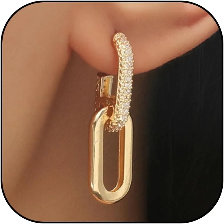 Chain Link Earrings for Women Paperclip Earrings Gold Earrings for Women Trendy Paperclip Square Chain Dangle Hoops Earrings Jewelry Gifts