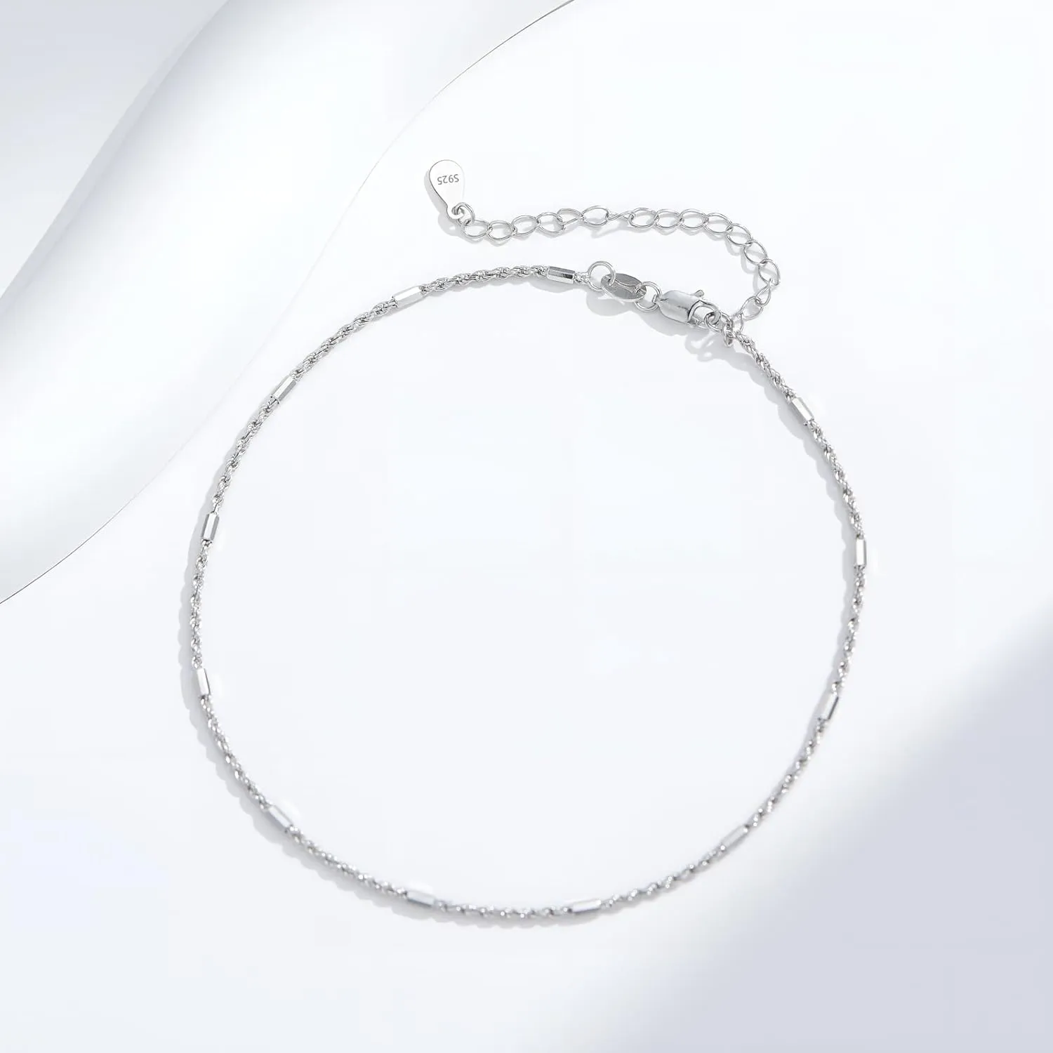 CHIC & ARTSY 925 Sterling Silver Anklet Bracelets for Women - Dainty Minimalist Beach Anklets, Vacation Foot Jewellery
