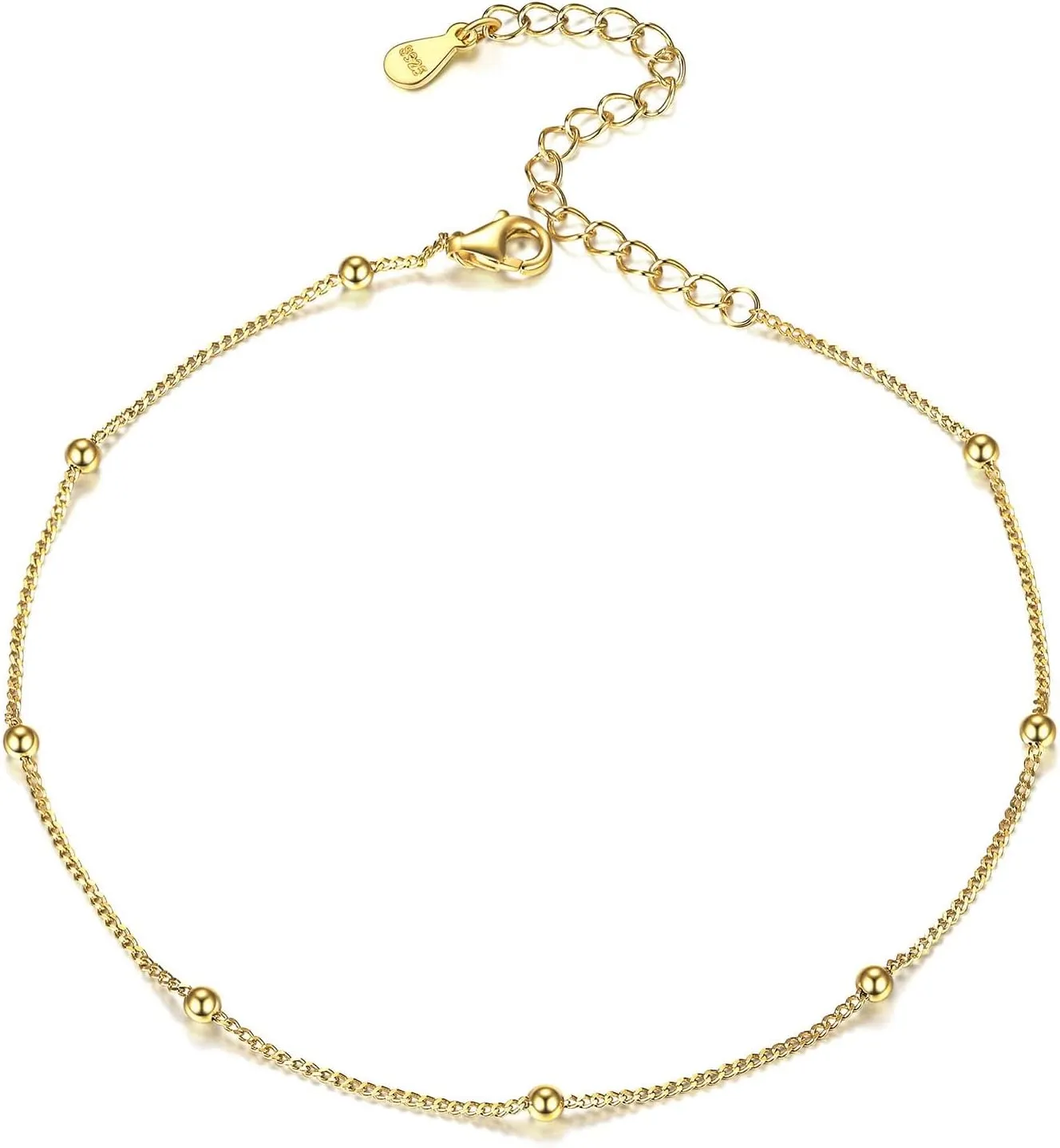 ChicSilver 925 Sterling Silver Ankle Bracelet for Women, Simple Cuban Link/Figaro/Twist Rope Chain Anklets for Beach Party(with Gift Box)