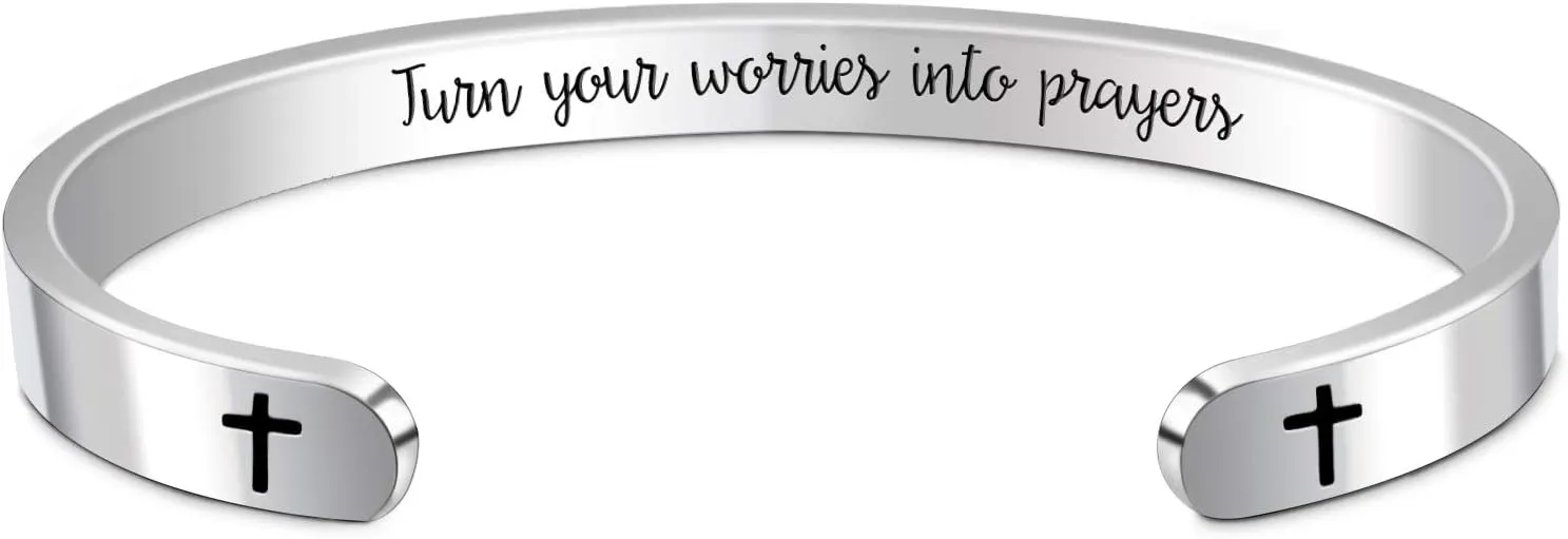 Christian Gifts for Women Inspirational Religious Bracelets for Women Her Girls Cuff Bangle Mens Bracelets Bible Verse Faith Baptism Gifts for Teenage Girls Mantra Quotes Engraved Jewelry