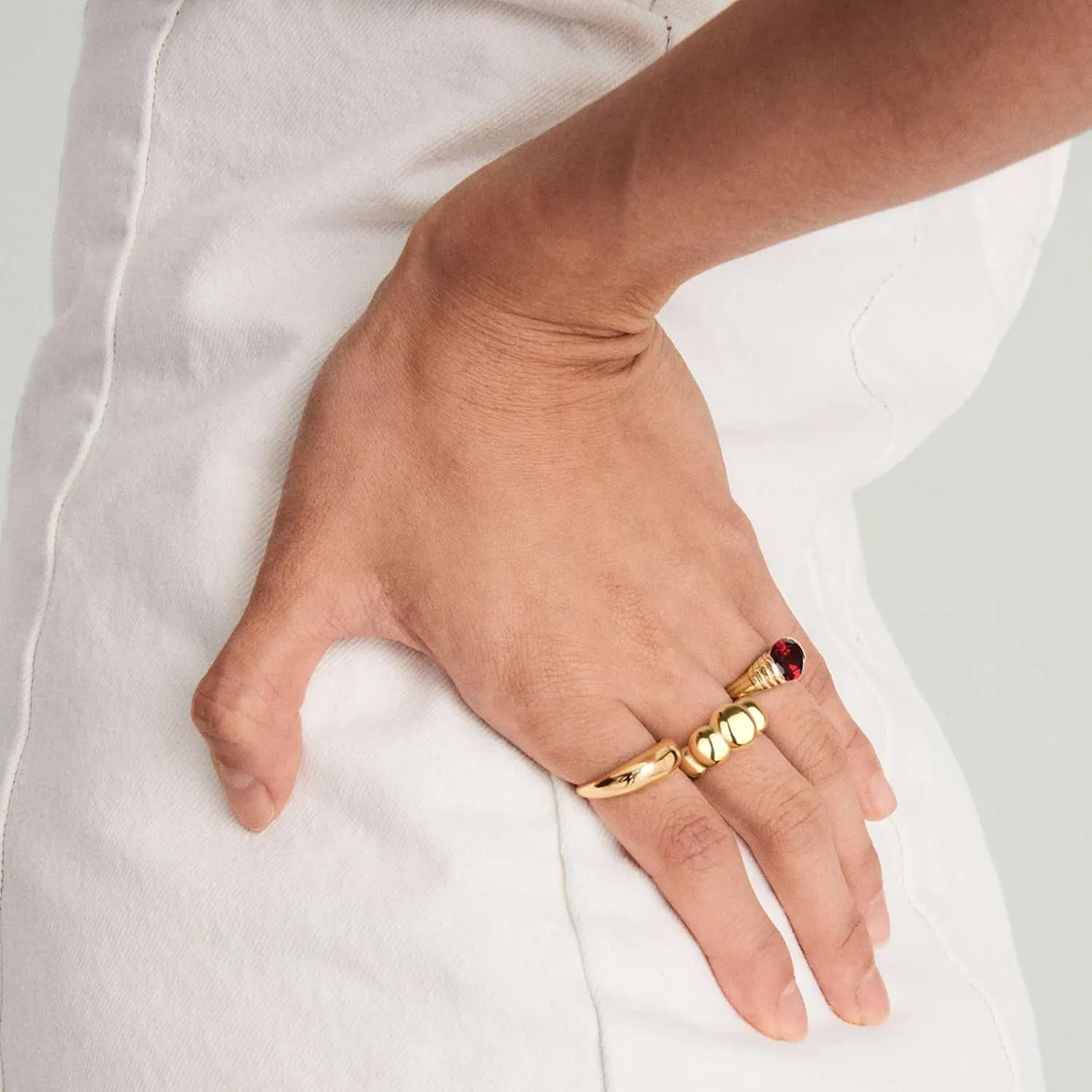 Chunky Dome Rings for Women and Men Cute Fat Puffy Statement Thumb Band High Polished Comfort Bubble Stackable Ring Size 5-10Gold and Silver
