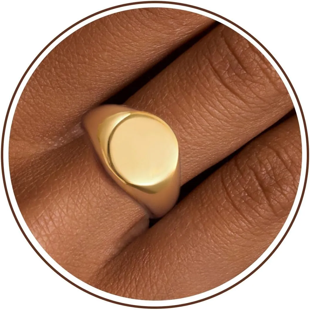 Chunky Gold Rings Gifts for Women Teen Girls 14K Gold Plated Ring No Tarnish Stackable Statement Thumb Dome Band Pinky Rings Birthday Anniversary Retirement Christmas Gift Jewelry