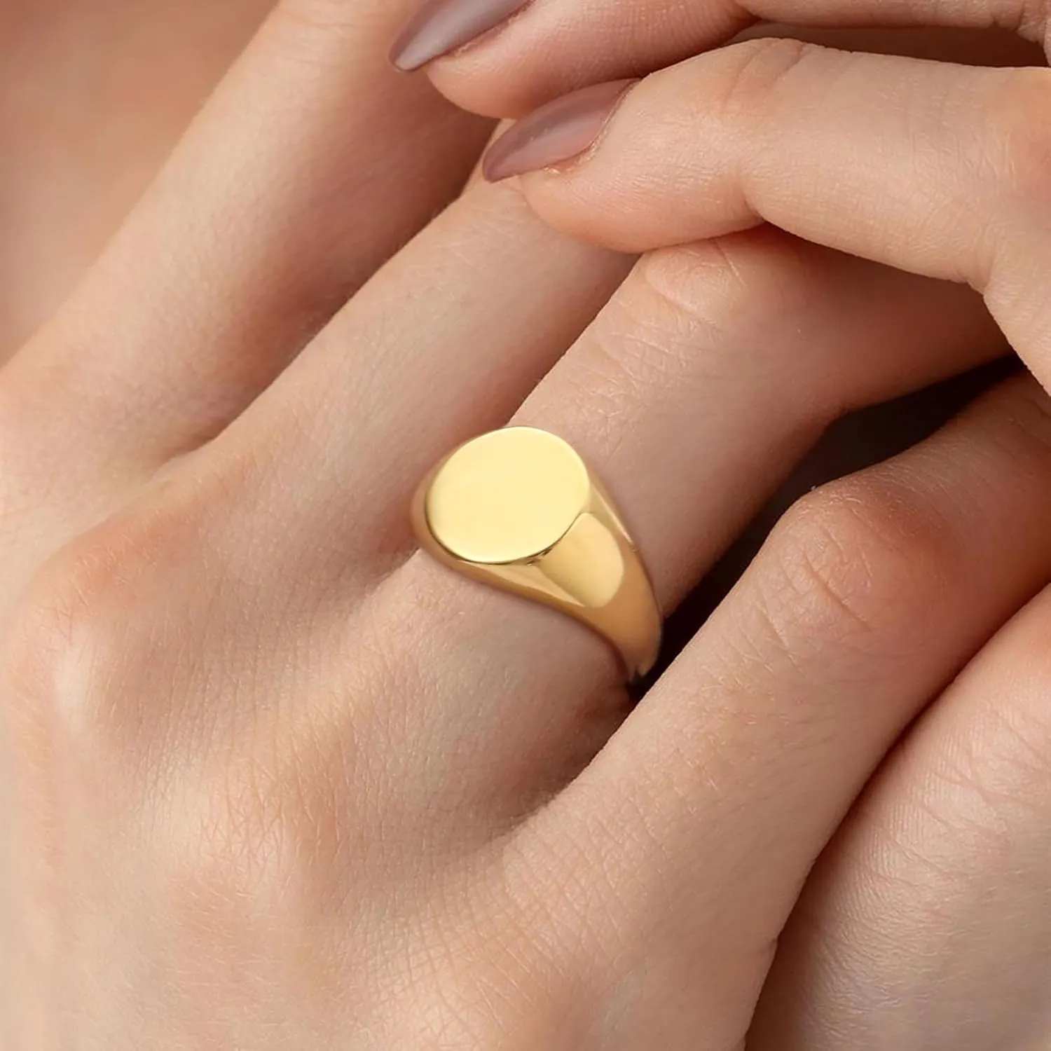 Chunky Gold Rings Gifts for Women Teen Girls 14K Gold Plated Ring No Tarnish Stackable Statement Thumb Dome Band Pinky Rings Birthday Anniversary Retirement Christmas Gift Jewelry