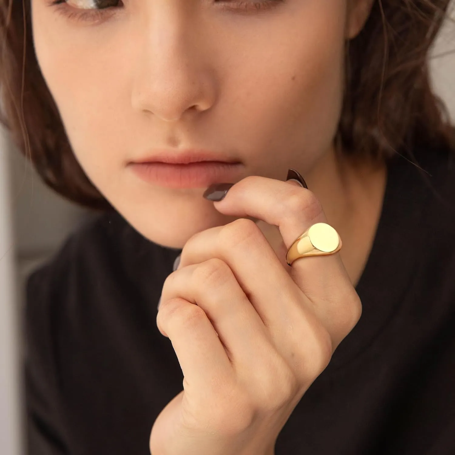 Chunky Gold Rings Gifts for Women Teen Girls 14K Gold Plated Ring No Tarnish Stackable Statement Thumb Dome Band Pinky Rings Birthday Anniversary Retirement Christmas Gift Jewelry