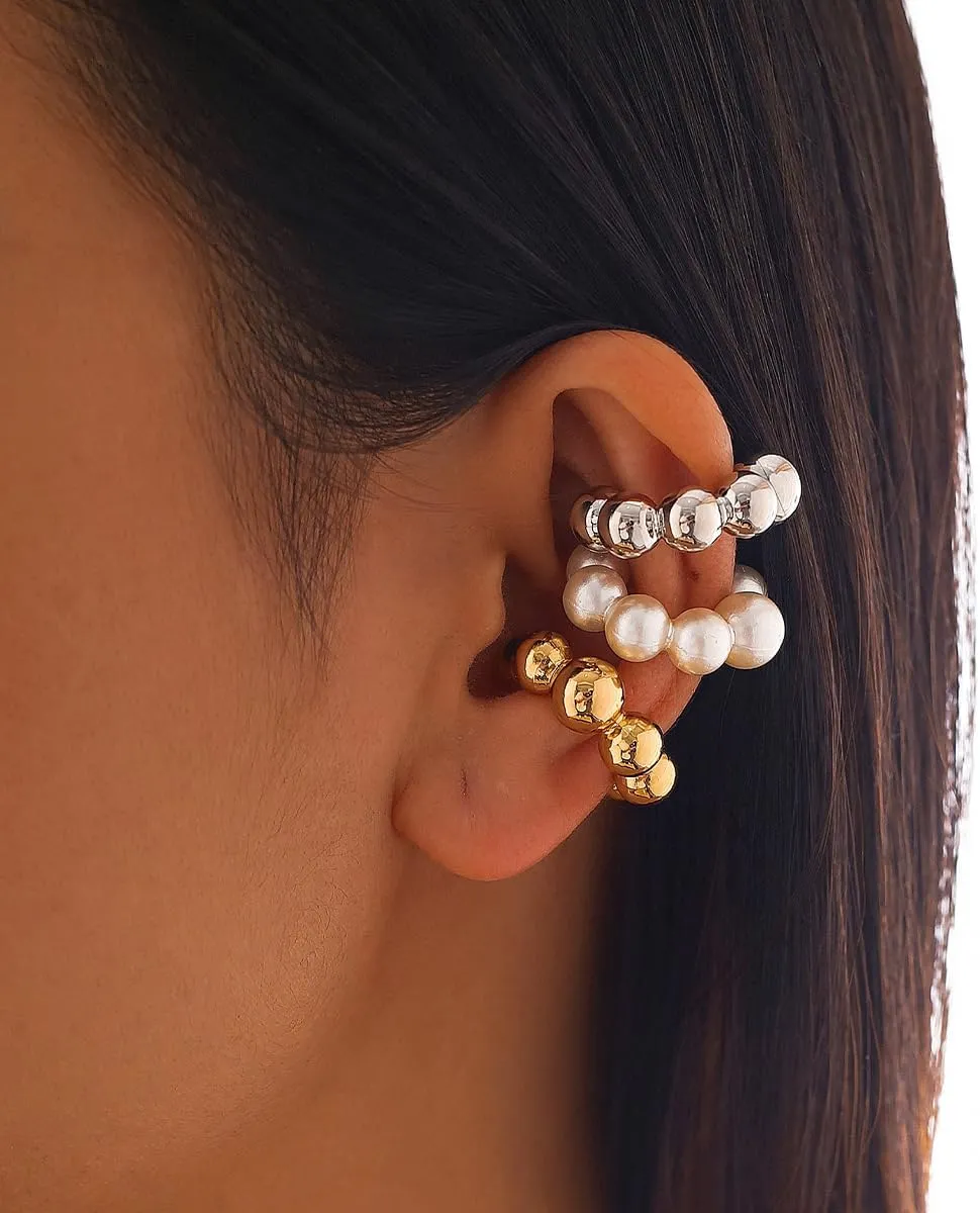 Chunky Gold Silver Ear Cuff for Women Punk Non Piercing Clip On Cartilage Cuff Earrings Thick Metal Ear Cuff Trendy 14K Gold Jewelry Hoop Earring