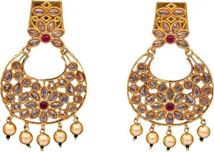Classy Earrings Kundan Handmade Ethnic Designer Gold Plated Bridal All Ocassion Jhumki Kundal Earrings for Women and Girls