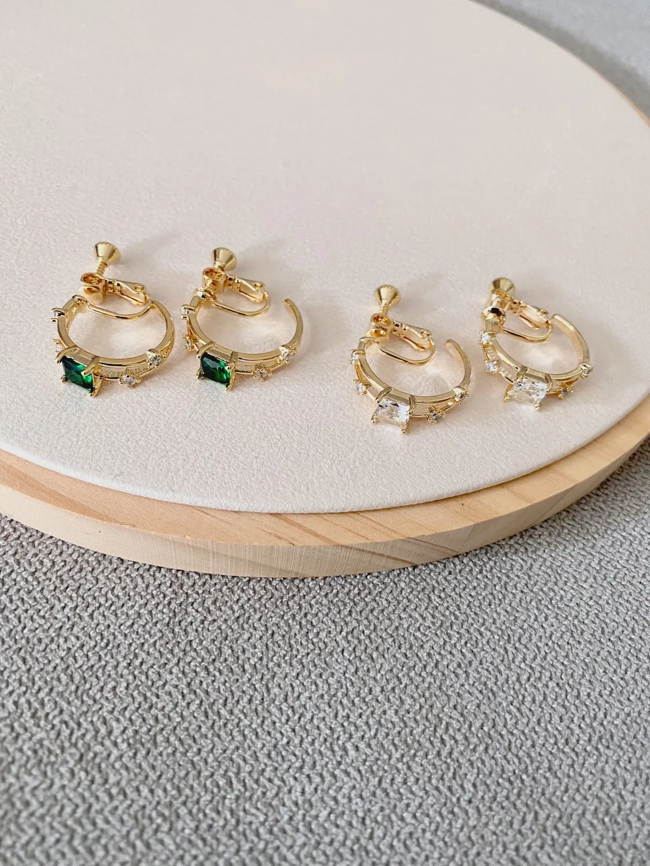 Clip-On Princess Cut Loop Earrings