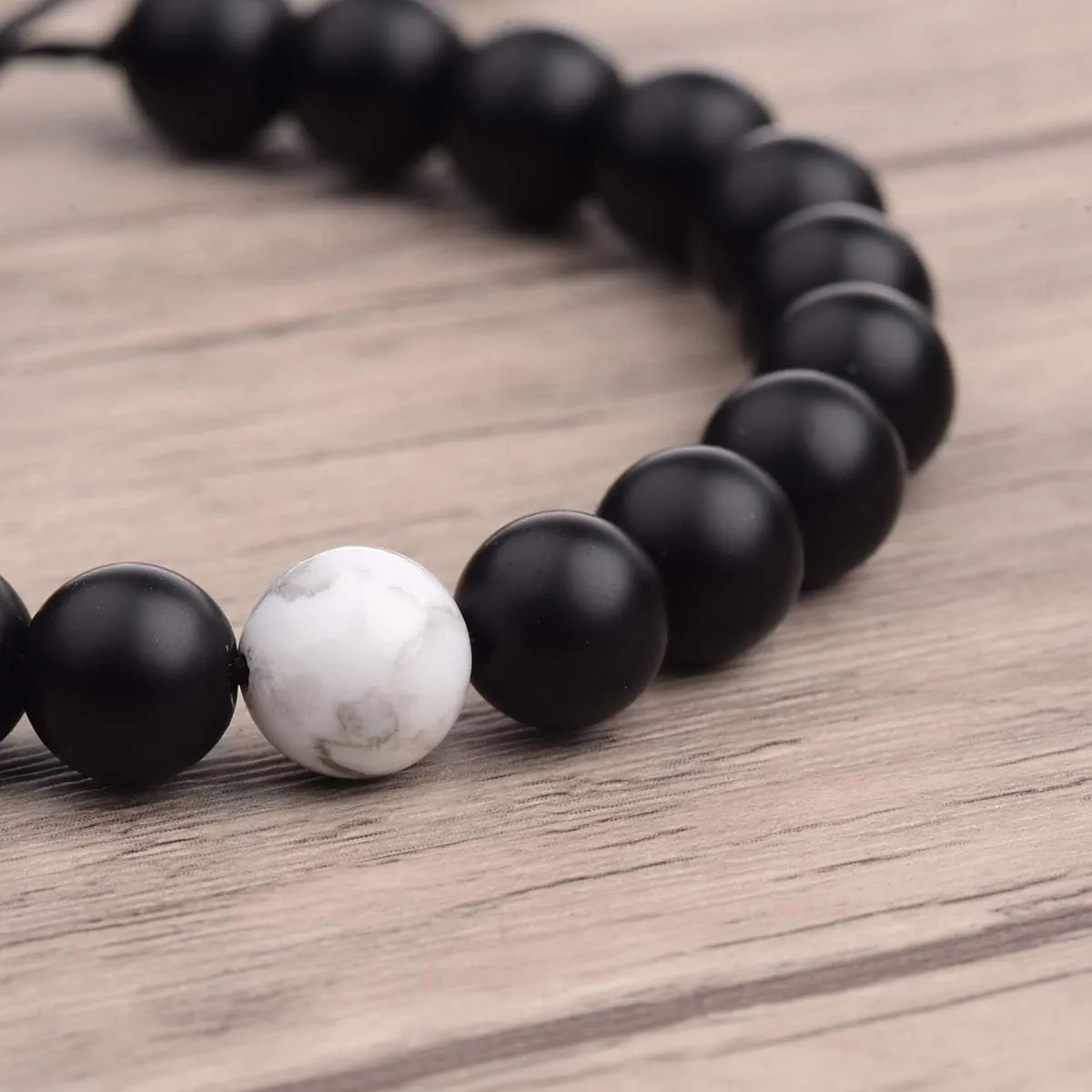 CNLQ Long Distance Bracelets For Lovers Couples Matching Gift Matte Agate 8mm Bead Stone (Elastic Red)