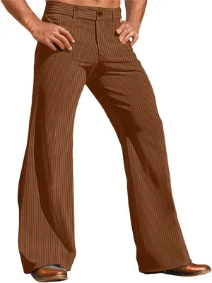 Corduroy Pants Men Straight Leg Pleated Dress Pants Loose Vintage 60S 70S Bell Bottom Pants Retro Disco Pants Trousers