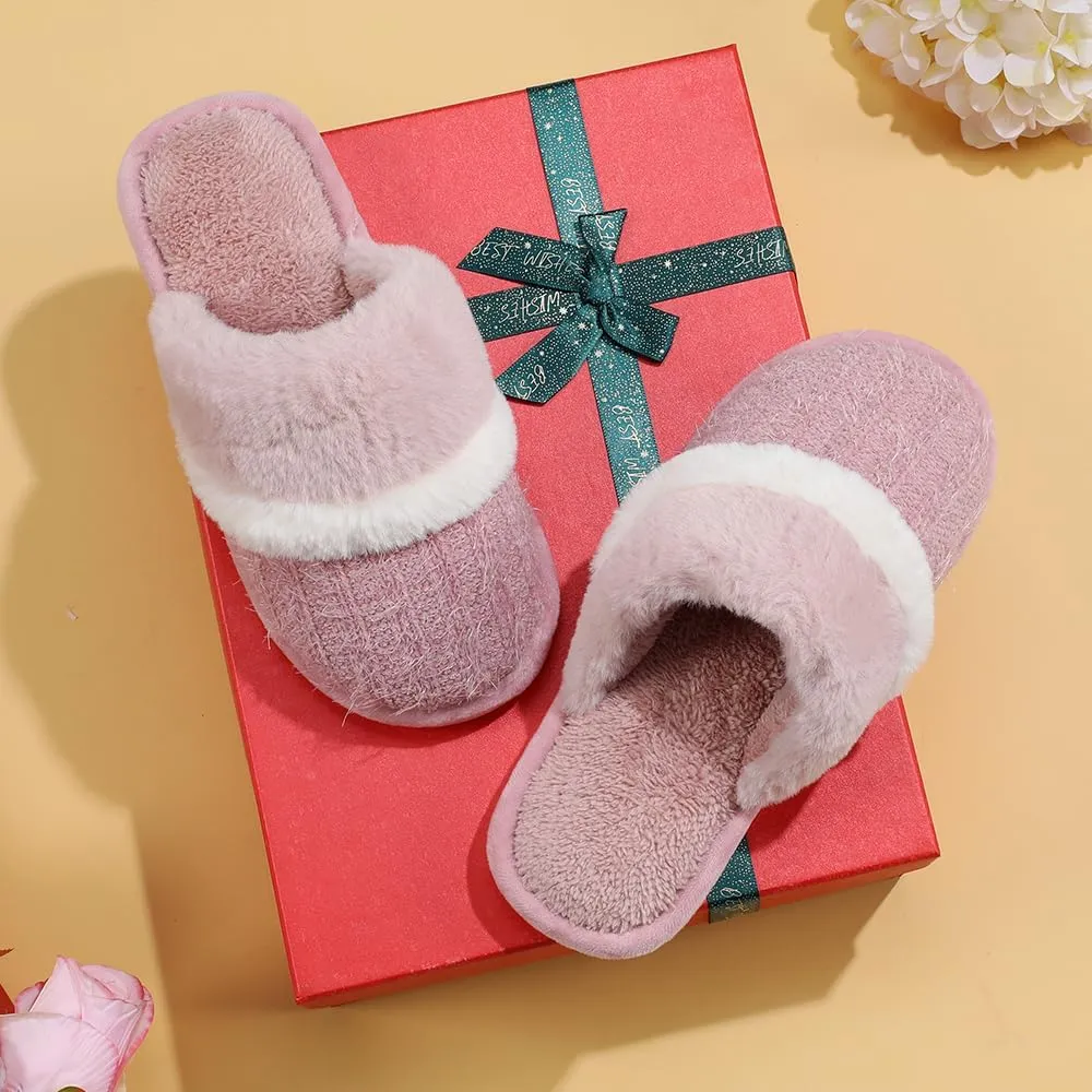 Cozy Slippers for Women Indoor and Outdoor Fuzzy House Shoes with Memory Foam Anti-Skid Sole Gifts for Women Mom Ladies