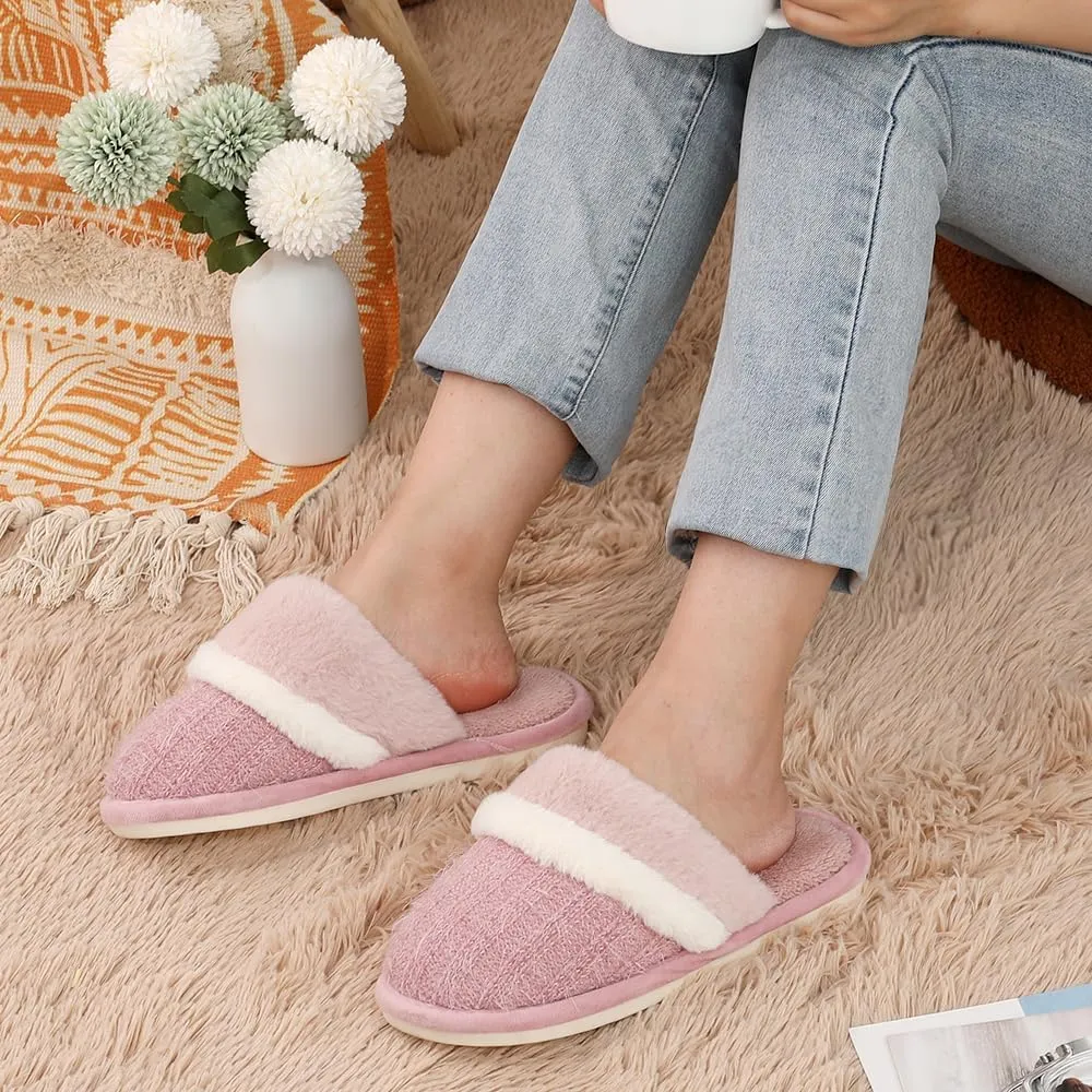 Cozy Slippers for Women Indoor and Outdoor Fuzzy House Shoes with Memory Foam Anti-Skid Sole Gifts for Women Mom Ladies