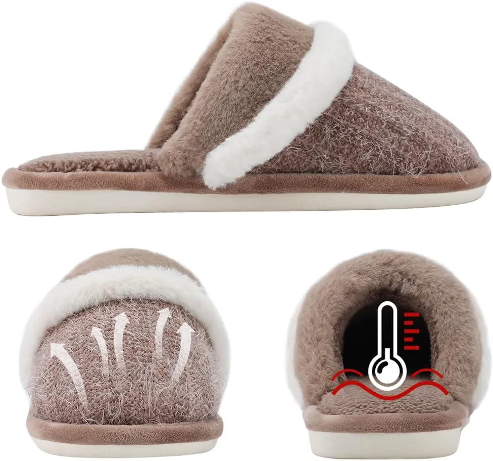 Cozy Slippers for Women Indoor and Outdoor Fuzzy House Shoes with Memory Foam Anti-Skid Sole Gifts for Women Mom Ladies