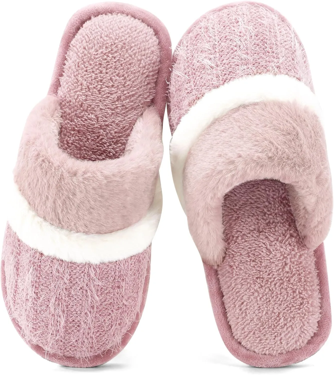 Cozy Slippers for Women Indoor and Outdoor Fuzzy House Shoes with Memory Foam Anti-Skid Sole Gifts for Women Mom Ladies