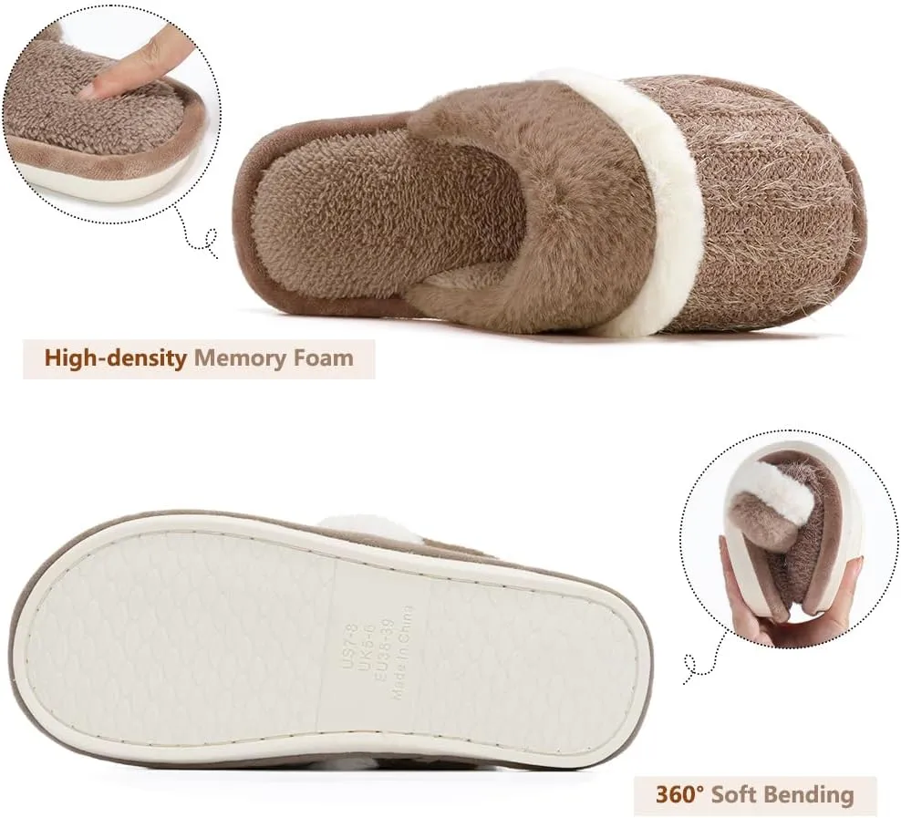 Cozy Slippers for Women Indoor and Outdoor Fuzzy House Shoes with Memory Foam Anti-Skid Sole Gifts for Women Mom Ladies