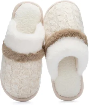 Cozy Slippers for Women Indoor and Outdoor Fuzzy House Shoes with Memory Foam Anti-Skid Sole Gifts for Women Mom Ladies