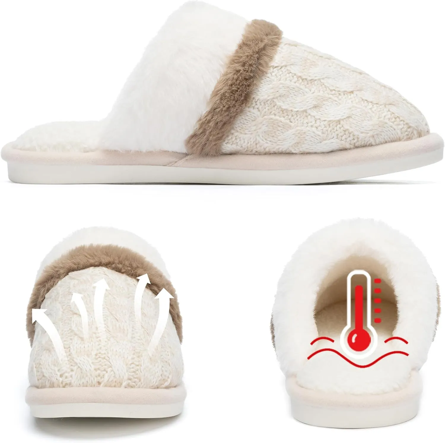 Cozy Slippers for Women Indoor and Outdoor Fuzzy House Shoes with Memory Foam Anti-Skid Sole Gifts for Women Mom Ladies