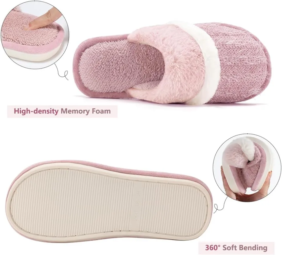 Cozy Slippers for Women Indoor and Outdoor Fuzzy House Shoes with Memory Foam Anti-Skid Sole Gifts for Women Mom Ladies