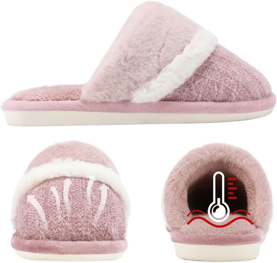 Cozy Slippers for Women Indoor and Outdoor Fuzzy House Shoes with Memory Foam Anti-Skid Sole Gifts for Women Mom Ladies