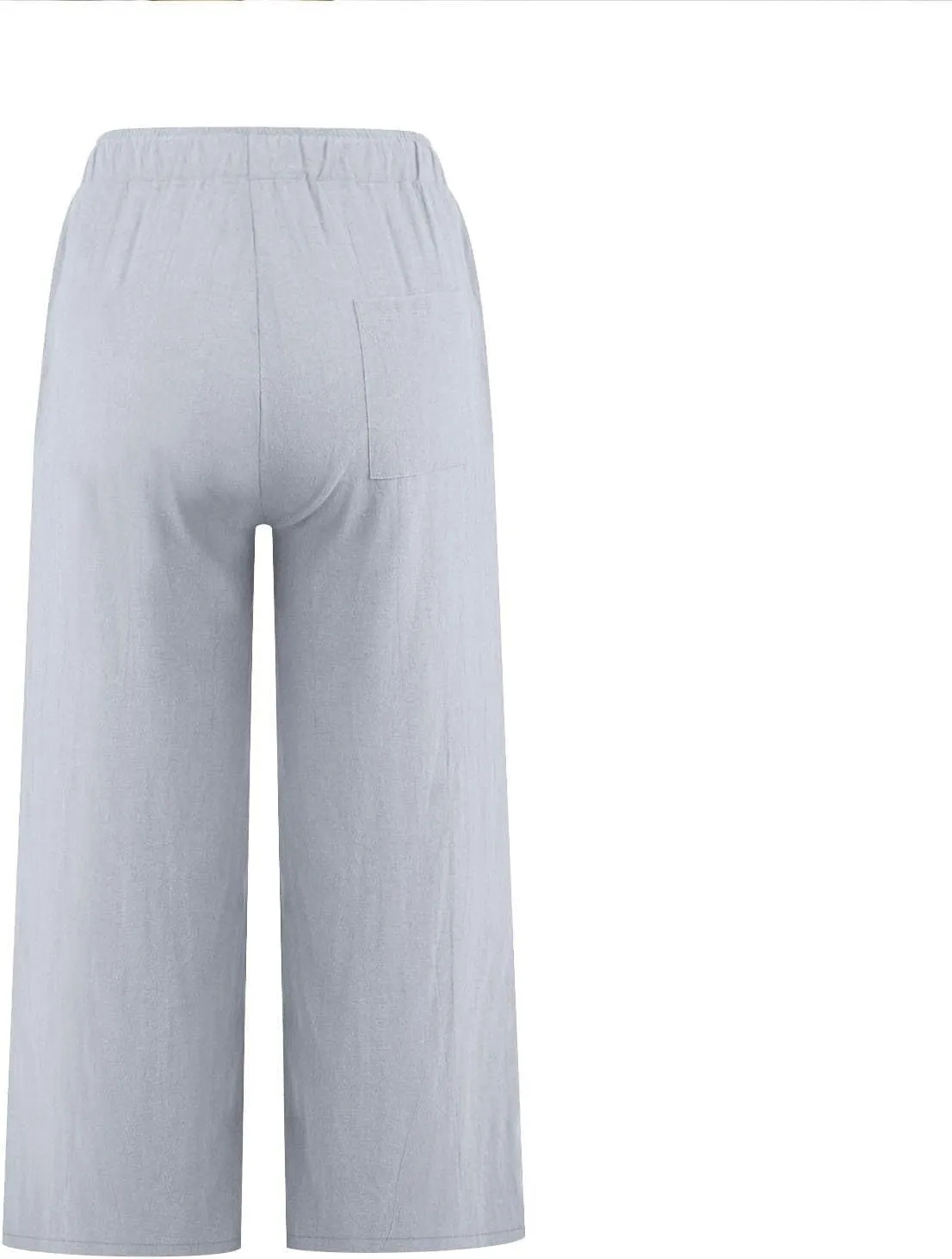 Cropped Linen Pants Women Casual High Waisted Wide Leg Lounge Pant 2025 Loose Lightweight Cotton Capris with Pockets