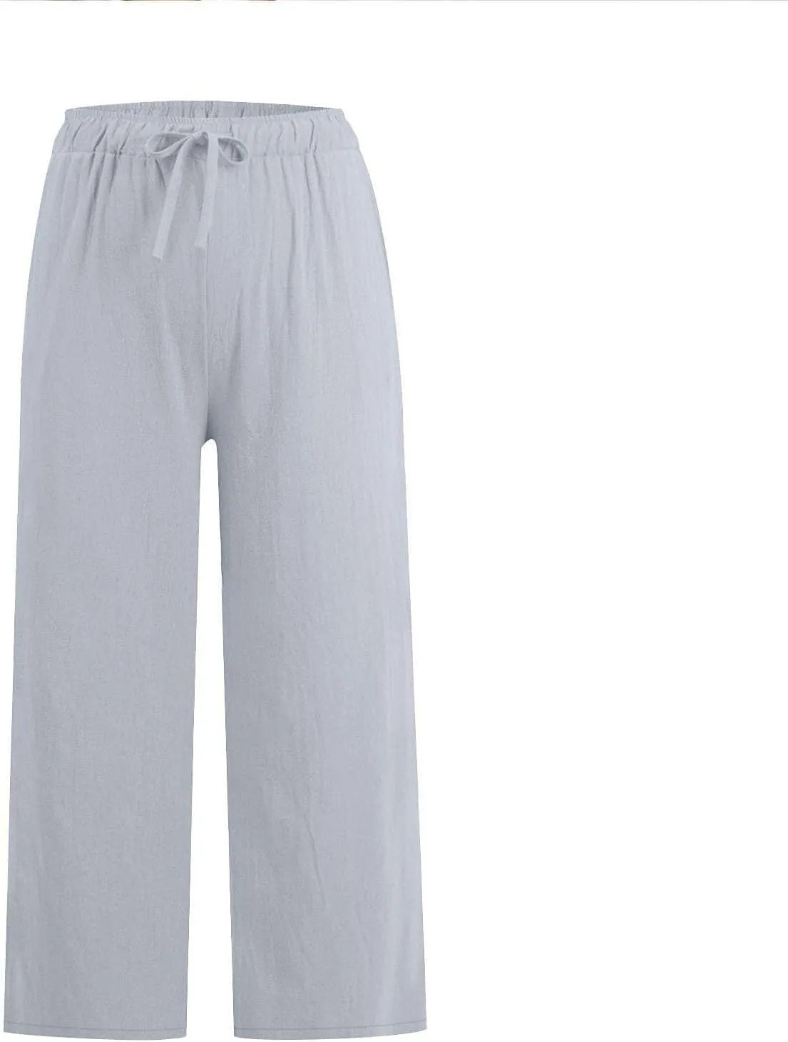 Cropped Linen Pants Women Casual High Waisted Wide Leg Lounge Pant 2025 Loose Lightweight Cotton Capris with Pockets