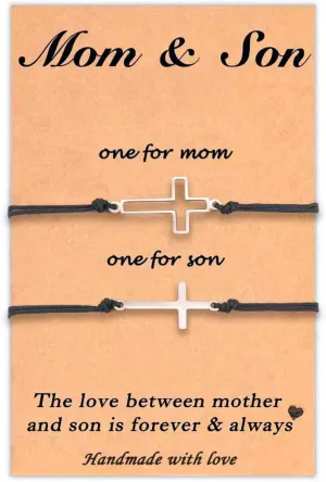 Cross Couples Bracelets,Family Matching Bracelets,Handmade Adjustable Cross Pinky Promise Bracelets,Cross Jewelry Gifts for Men Women