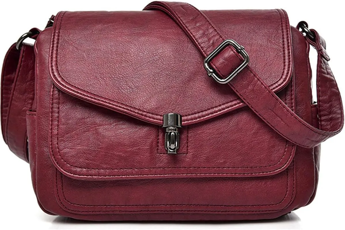 Crossbody Bags for Women Vintage Purse with Adjustable Strap,PU Leather Shoulder Bag Magnetic Button Handbag Satchel