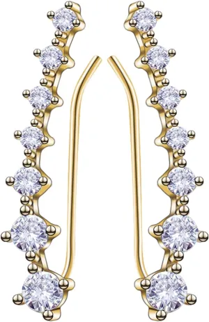 CROWN GUIDE Earrings for Women Trendy Rhinestone Ear Cuff Wraps Crawler Earring Non Pierced 925 Sterling Silver Clip On Earcuff Hypoallergenic Diamond Climbing Earrings Jewelry Gifts