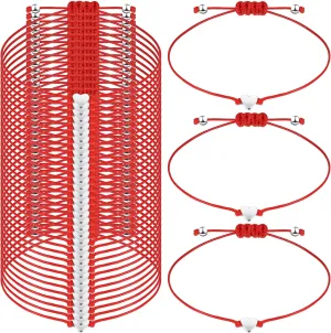Cunno Friendship Bracelets Bulk Red Bracelets String Adjustable Heart Handmade Wax Rope Handmade Braided Matching for Women Men Jewelry