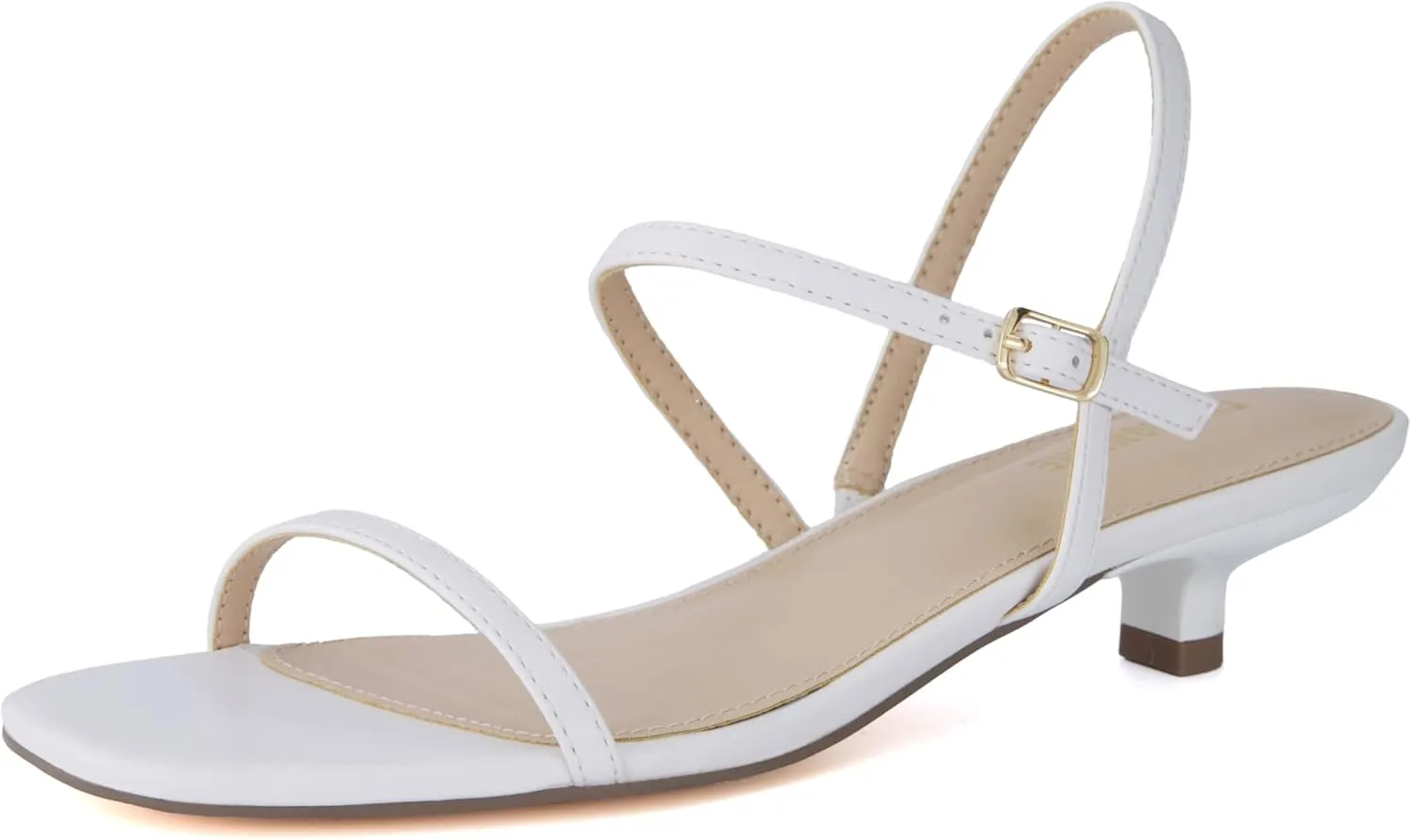 CUSHIONAIRE Soprano Womens One Band Kitten Heel with Ankle Strap  Minimalist Dress Sandal with Memory Foam & Strappy Silhouette